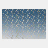 Feuille De Papier Cadeau Bleu Gold Stars (Devant 3)