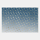 Feuille De Papier Cadeau Bleu Gold Stars (Devant)