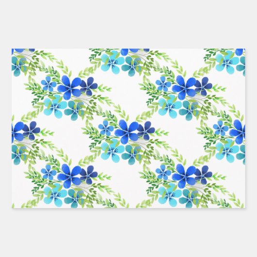 Feuille De Papier Cadeau Bleu Infini Oubliez Moi Pas Fleurs (Devant)