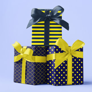 Feuille De Papier Cadeau Bleu jaune de la marine