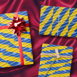 Feuille De Papier Cadeau Bleu Jaune Paix Anit Guerre Ukraine Inspiré Bande