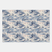 Feuille De Papier Cadeau Bleu moderne Stom Océan Toile de Jouy Motif (Devant)