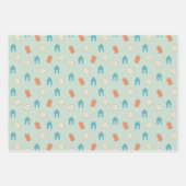 Feuille De Papier Cadeau Bleu mou / Vert Ramadan Aïd (Devant)