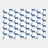 Feuille De Papier Cadeau Bleu Noir & Rouge Bois Blanc (Devant)