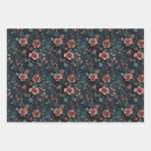 Feuille De Papier Cadeau Bleu or rose jolie Roses (Devant 2)