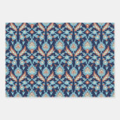 Feuille De Papier Cadeau Bleu Orange Blanc Turc Oriental Floral (Devant 3)