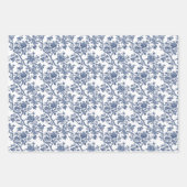 Feuille De Papier Cadeau Bleu orné Botaniques 3 (Devant 2)