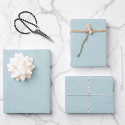 Feuille De Papier Cadeau Bleu pastel texturé (Recto)