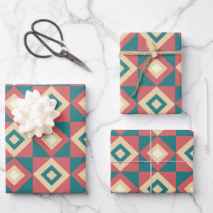 Feuille De Papier Cadeau Bleu Péché Diamant Géométrique