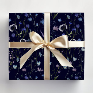 Feuille De Papier Cadeau Bleu pourpre joli Fleur sauvage motif floral