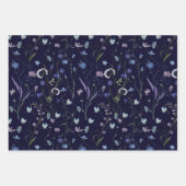 Feuille De Papier Cadeau Bleu pourpre joli Fleur sauvage motif floral (Devant 2)