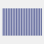 Feuille De Papier Cadeau Bleu rayures classique marine moderne frais (Devant 2)