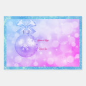 Feuille De Papier Cadeau Bleu rose Joyeux Noël Bénédictions de Noël (Devant 3)