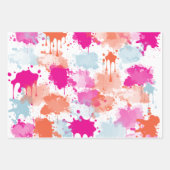 Feuille De Papier Cadeau Bleu rose orange Abstrait Peinture (Devant)