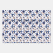 Feuille De Papier Cadeau Bleu Ruban Bow Coquette Esthétique Grandmillénaire (Devant)