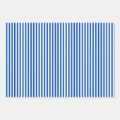 Feuille De Papier Cadeau Bleu Saphir et Rayures Blanches (Devant)