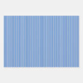 Feuille De Papier Cadeau Bleu Saphir & Rayures Blanches (Devant 3)