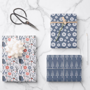 Feuille De Papier Cadeau Bleu scandinave