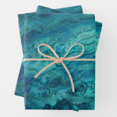 Feuille De Papier Cadeau Bleu Turquoise acrylique pourrissant Abstrait Flui (En situation)
