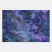 Feuille De Papier Cadeau Bleu violet majestueux étoile Nebula Aquarelle (Devant)