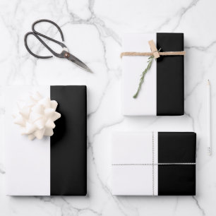 Feuille De Papier Cadeau Bloc de couleur noir et blanc moderne