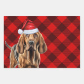 Feuille De Papier Cadeau Bloodhin Chien Rouge Fête Jardin Noël (Devant 3)