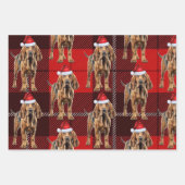 Feuille De Papier Cadeau Bloodhin Chien Rouge Fête Jardin Noël (Devant 2)