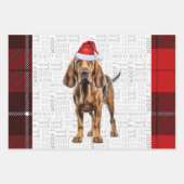 Feuille De Papier Cadeau Bloodhin Chien Rouge Fête Jardin Noël (Devant)