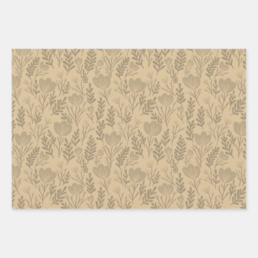 Feuille De Papier Cadeau Blooms fleurs sauvages Simple Neutres Earthy Oat C (Devant 3)