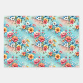Feuille De Papier Cadeau Bloomscape Bleu 3 (Devant 2)