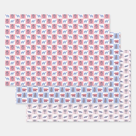 Feuille De Papier Cadeau Bloquer l'impression Botaniques et Animaux (Lot)