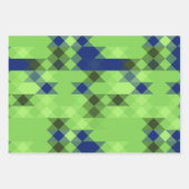 Feuille De Papier Cadeau blue and green geometric pattern (Devant 3)