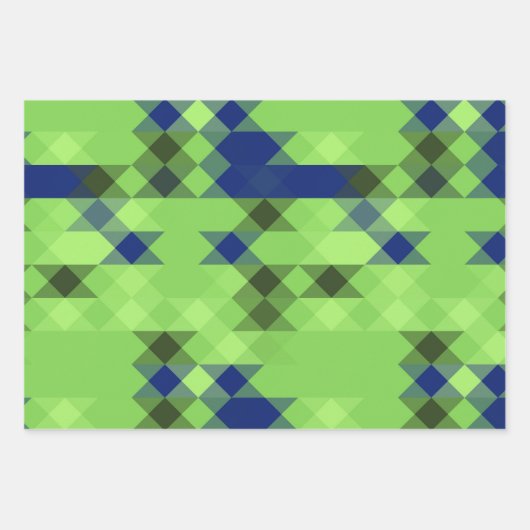 Feuille De Papier Cadeau blue and green geometric pattern (Devant 3)
