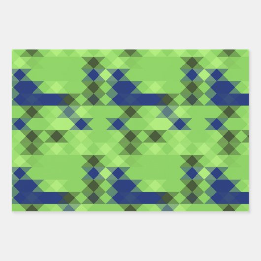 Feuille De Papier Cadeau blue and green geometric pattern (Devant 2)