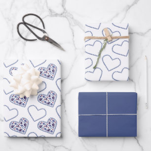 Feuille De Papier Cadeau Blue Berry Hearts