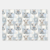 Feuille De Papier Cadeau Blue Checkered Highland Cow Snowflake Cool Winter (Devant)