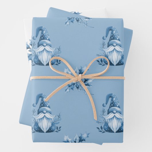 Feuille De Papier Cadeau Blue Christmas Gnomes (En situation)