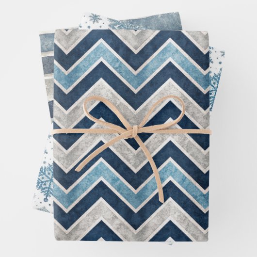 Feuille De Papier Cadeau Blue Christmas Holiday Pattern (En situation)