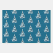 Feuille De Papier Cadeau Blue Christmas Tree Gold Star (Devant)