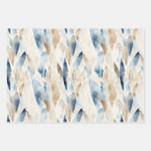 Feuille De Papier Cadeau Blue Cream Sea Sand Abstrait (Devant 3)