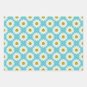 Feuille De Papier Cadeau Blue Daisy Floral Stripes Polka Dot (Devant)