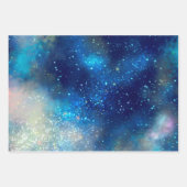 Feuille De Papier Cadeau Blue Galaxy Stars Universe (Devant 3)