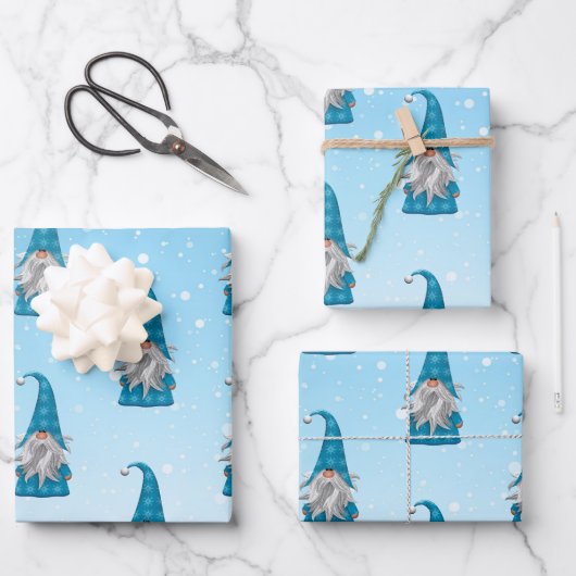Feuille De Papier Cadeau Blue Gnome (Recto)