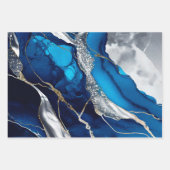 Feuille De Papier Cadeau Blue Gold Agate Marble Glitter Abstract Design (Devant 3)
