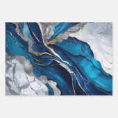 Feuille De Papier Cadeau Blue Gold Agate Marble Glitter Abstract Design (Devant)