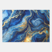 Feuille De Papier Cadeau Blue & Gold Marble Luxe Aesthetics (Devant 2)