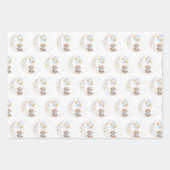 Feuille De Papier Cadeau Blue Gold Teddy Bear Balloons Moon Stars Party (Devant)