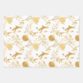 Feuille De Papier Cadeau Blue Gold White Noël Motif (Devant 2)