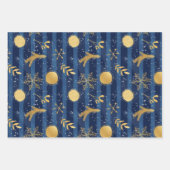 Feuille De Papier Cadeau Blue Gold White Noël Motif (Devant)