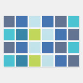 Feuille De Papier Cadeau Blue Green Carrés À damiers Anniversaire (Devant 2)